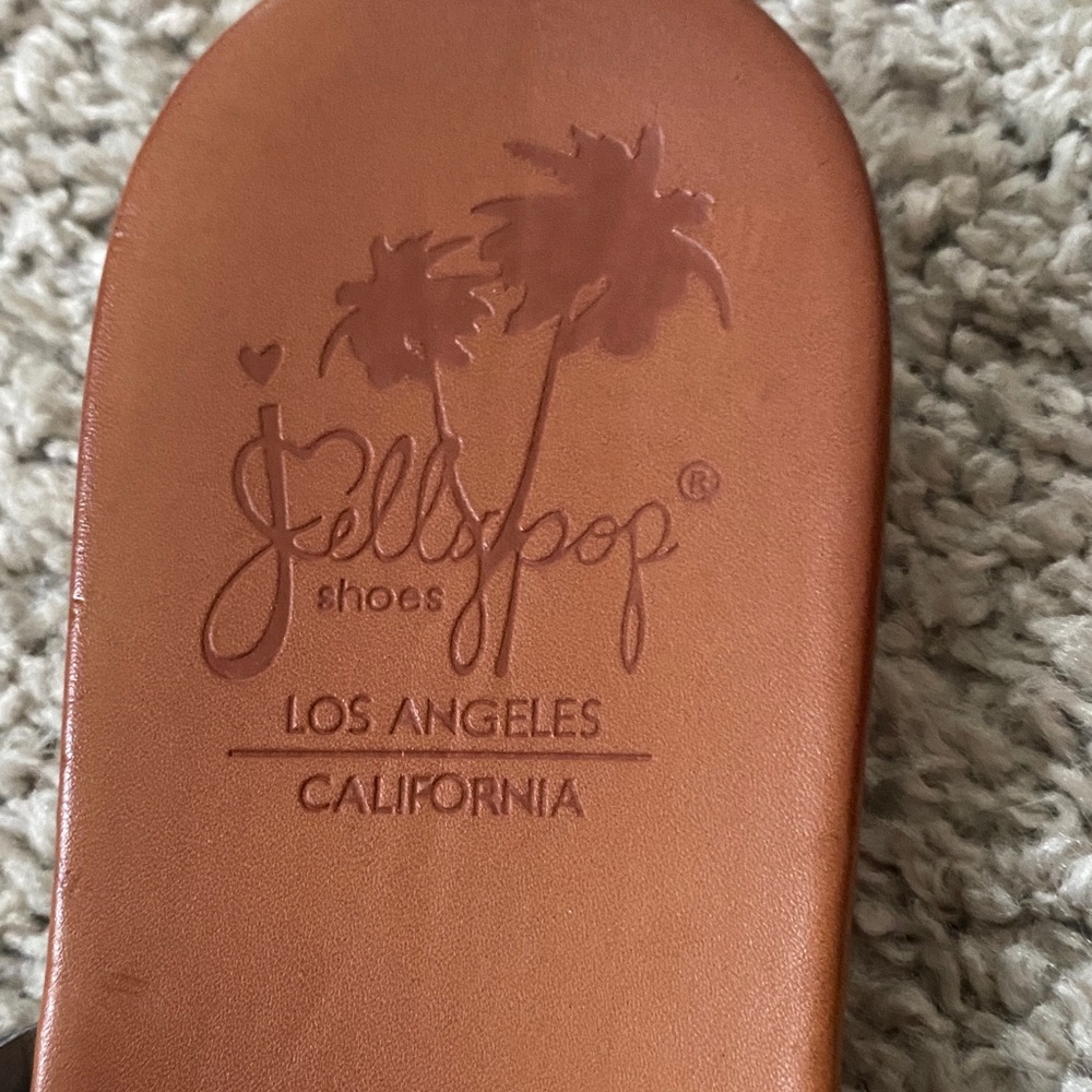 Jellypop Women's Strappy Tan and Gold Sandals - Picture 2 of 5